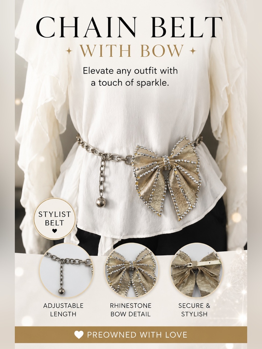 Chain belt with bow